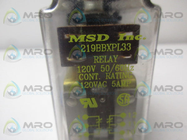 MSD 219BBXPL33 RELAY 120V  UNMP