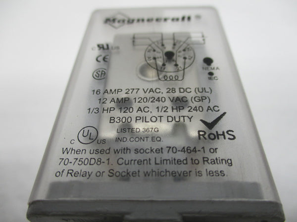MAGNECRAFT 750XBXC-314XBX48P-115-125D RELAY 16AMP 110/125VDC UNMP