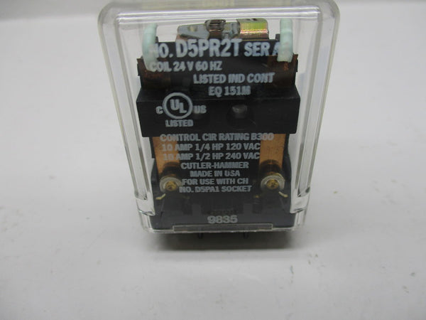 CUTLER HAMMER D5PR2T SER.A1 RELAY 240VAC 10AMP UNMP
