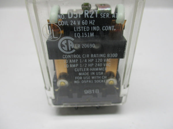 CUTLER HAMMER D5PR2T SER. A1 RELAY 24V 60HZ UNMP
