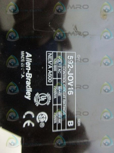 ALLEN BRADLEY 592-J0V16 SER.B OVERLOAD RELAY UNMP