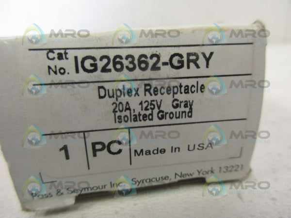 PASS & SEYMOUR IG26362-GRY DUPLEX RECEPTACLE NSMP