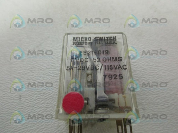 MICRO SWITCH FE21-019 RELAY 6VDC 52OHMS NSMP