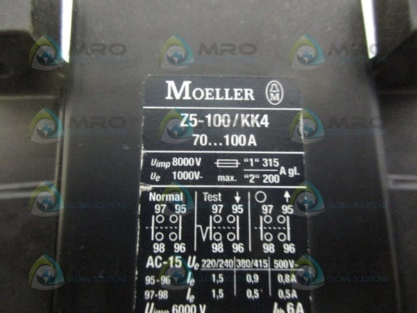 MOLLER Z5-100/KK4 MOTOR OVERLOAD RELAY UNMP
