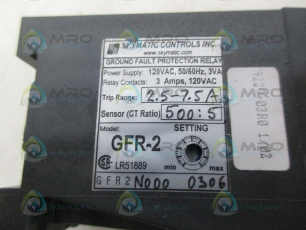 SKYMATIC CONTROL GFR-2 GROUND FAULT PROTECTION RELAY NSNP