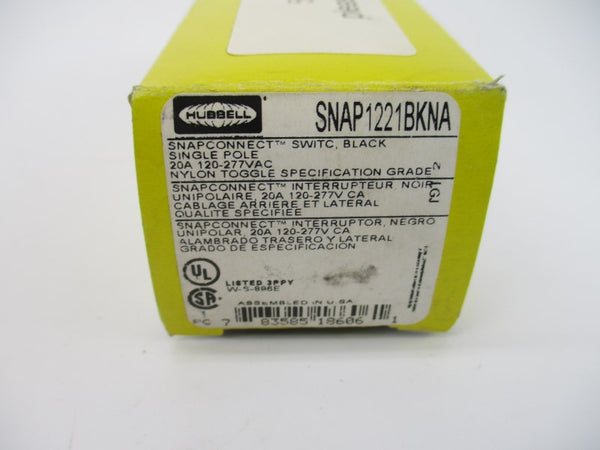 HUBBELL SNAP1221BKNA 120-277VAC 20A NSMP