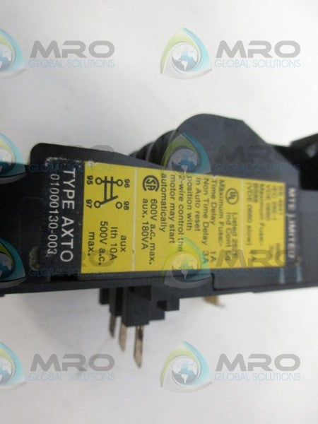 MTE AXTO 01000130-003 OVERLOAD RELAY UNMP