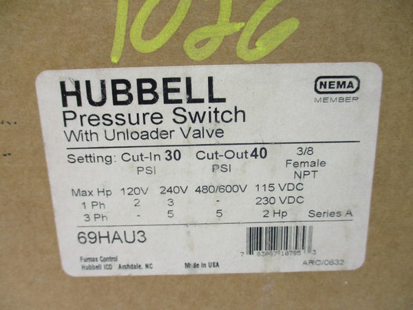HUBBELL 69HAU3 SER. A 600V 30/40PSI 3/8" NSMP
