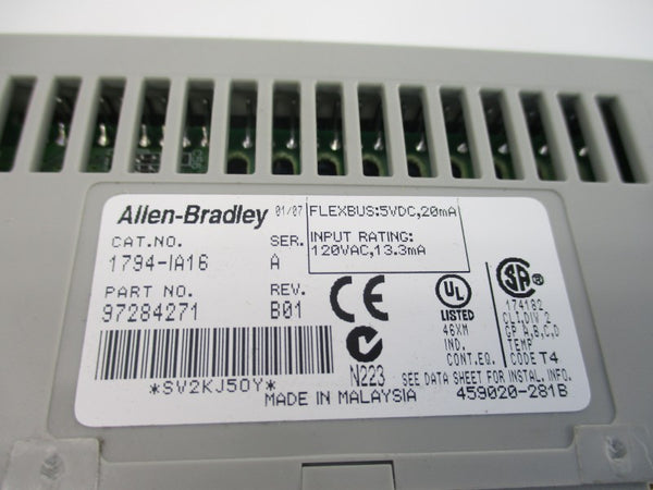 ALLEN BRADLEY 1794-IA16 SER. A 120VAC REV. B01 NSNP