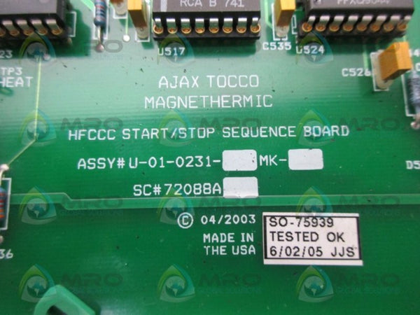 AJAX MAGNETHERMIC 72088A U-01-0231MK CIRCUIT BOARD ASSY NSNP