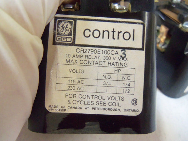 LOT OF 2 GENERAL ELECTRIC CONTROL RELAY CR2790E100CA UNMP