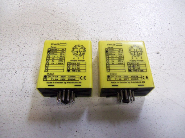 LOT OF 2 PULSTEKNIK RAB 110VAC RELAY DELAY OFF  UNMP