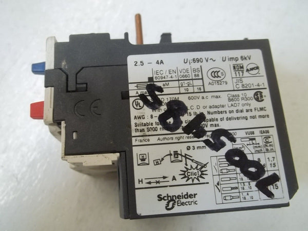 LOT OF 2 TELEMECANIQUE LRD 08 OVERLOAD RELAY UNMP