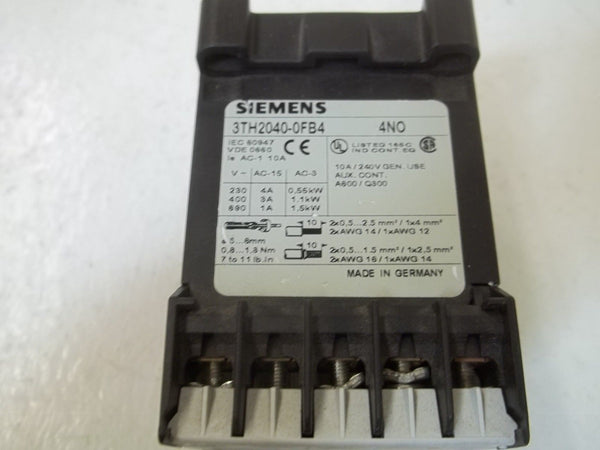 SIEMENS 3TH2040-0FB4 CONTROL RELAY UNMP