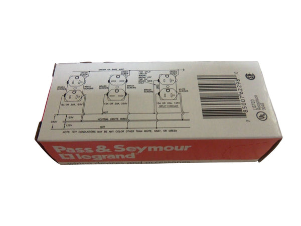 LOT OF 62 PASS & SEYMOUR BR20-W DUPLEX RECEPTACLE OUTLET NSMP
