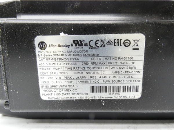 ALLEN BRADLEY MPM-B1304C-SJ72AA SER. A 480V 7A NSNP
