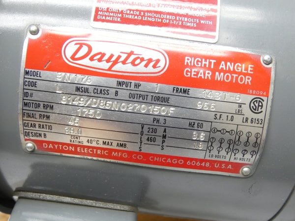 DAYTON 3N176 230/460V 3.6/1.8A NSMP