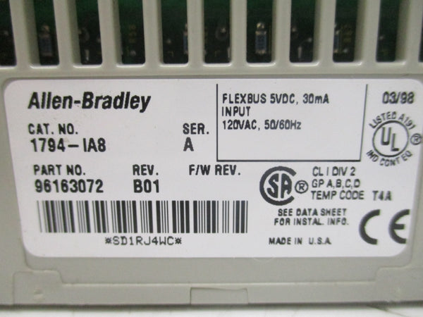 ALLEN BRADLEY 1794-IA8 SER. A REV. B01 120VAC UNMP