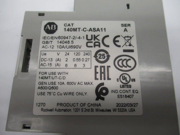 ALLEN BRADLEY 140MT-C-ASA11 SER. A 600VAC 10A (WH) NSMP