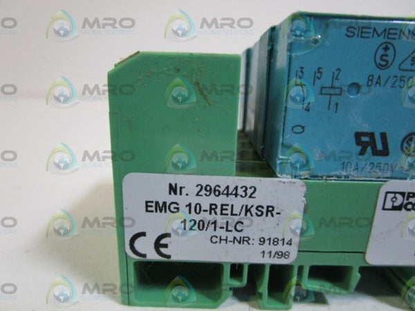 PHOENIX CONTACT RELAY MODULE (2964432) EMG10-REL/KSR-120/1-LC UNMP
