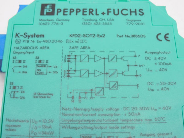 PEPPERL+FUCHS KFD2-SOT2-EX2 38360S 40V NSMP