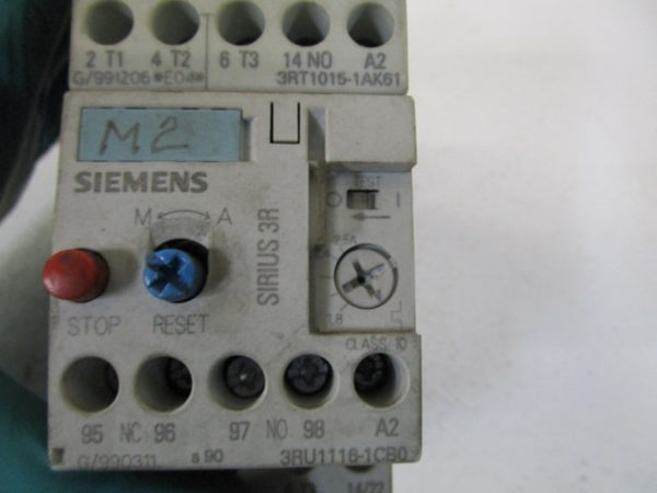 SIEMENS RELAY/CONTACTOR 3RU1116-1CB0 W/ 3RT1015-1AK61 UNMP