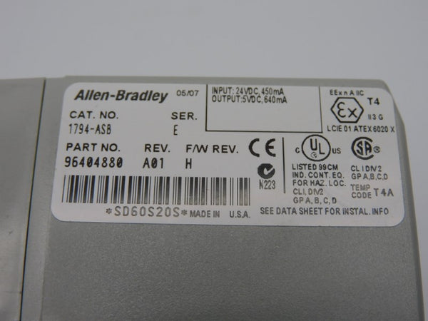 ALLEN BRADLEY 1794-ASB SER. E F/W H REV. A01 24VDC NSMP