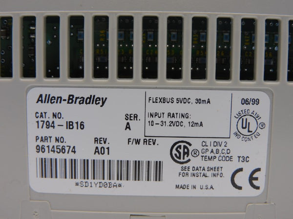 ALLEN BRADLEY 1794-IB16 SER. A REV. A01 10-31.2VDC NSMP