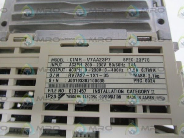 YASKAWA DRIVE CIMR-V7AA23P7 (AS PICTURED) UNMP