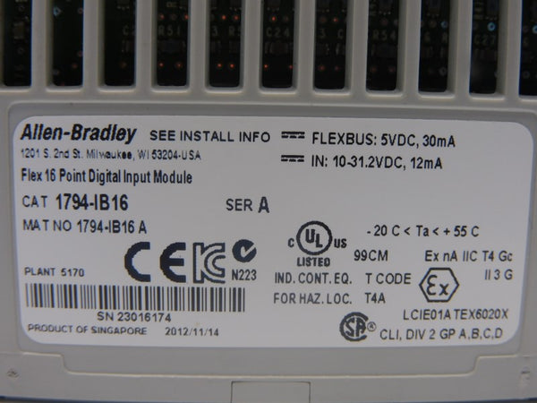 ALLEN BRADLEY 1794-IB16 SER. A 10-31.2VDC NSNP