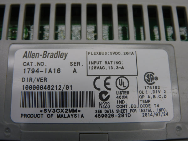 ALLEN BRADLEY 1794-IA16 SER. A VER. 01 120VAC NSNP