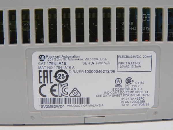 ALLEN BRADLEY 1794-IA16 SER. A VER. 06 120VAC NSMP