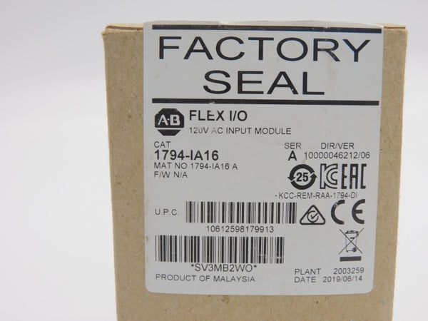 ALLEN BRADLEY 1794-IA16 SER. A VER. 06 120VAC NSMP