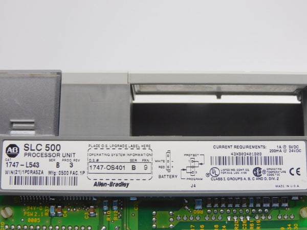 ALLEN BRADLEY 1747-L543 SER. B F/W 9 REV. 3 24VDC 1A (NO CONNECTOR) UNMP