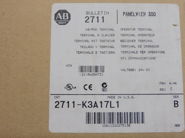 ALLEN BRADLEY 2711-K3A17L1 SER. B F/W 4.46 REV. C 24VDC .25A NSMP