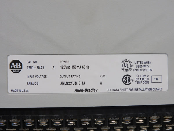 ALLEN BRADLEY 1791-N4C2 SER. A REV. A 120VAC 0.1A UNMP