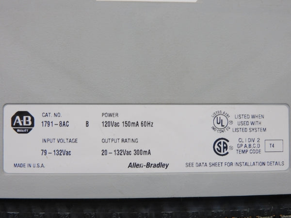 ALLEN BRADLEY 1791-8AC SER. B 79-132VAC NSNP