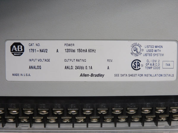 ALLEN BRADLEY 1791-N4V2 SER. A REV. A 120VAC 0.1A NSNP
