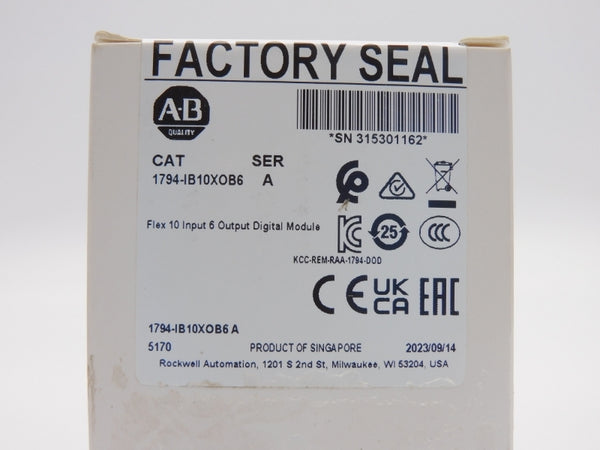 ALLEN BRADLEY 1794-IB10XOB6 SER. A DATE: 2023 NSFS