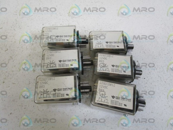 LOT OF 6 EAGLE SIGNAL RELAY 12VDC 22Q2CD012 UNMP