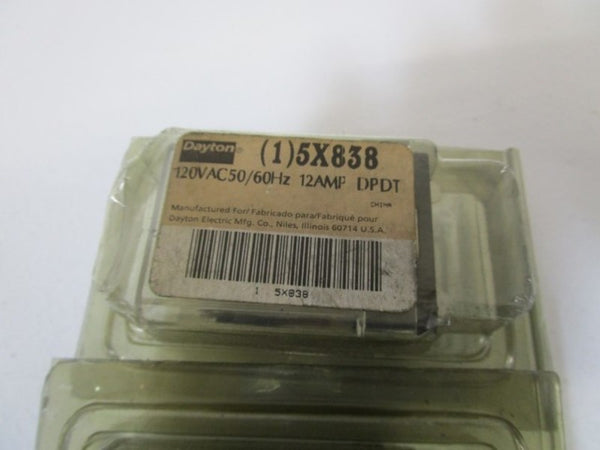 LOT OF 2 DAYTON 120VAC RELAY 5X838 ORIGINAL PACKAGE