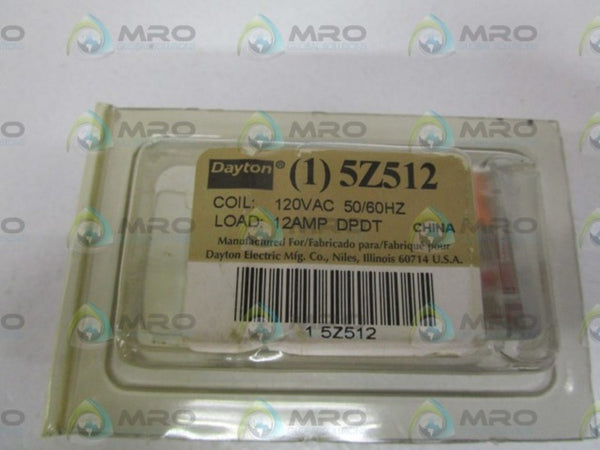 LOT OF 2 DAYTON 120VAC RELAY 5Z512 ORIGINAL PACKAGE