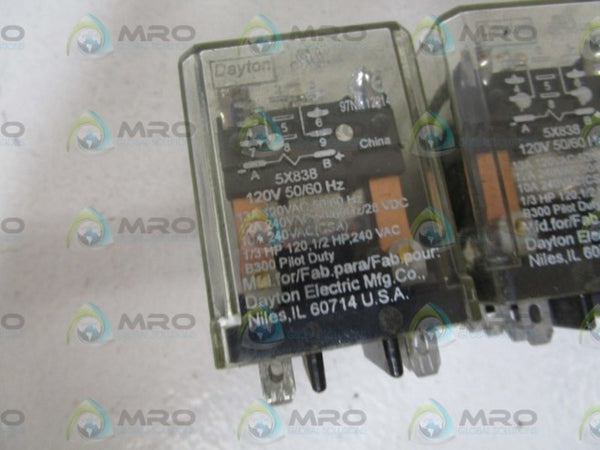 LOT OF 2 DAYTON 120V RELAY 5X838 UNMP