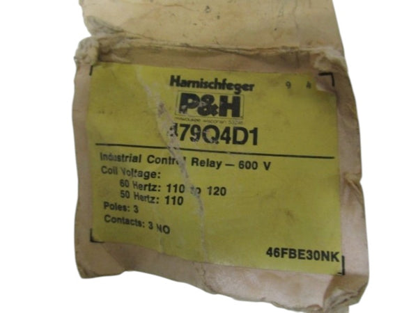 P&H 600V CONTROL RELAY 479Q4D1 NSMP