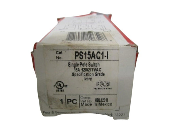 PASS & SEYMOUR SINGLE POLE SWITCH PS15AC1-I NSMP