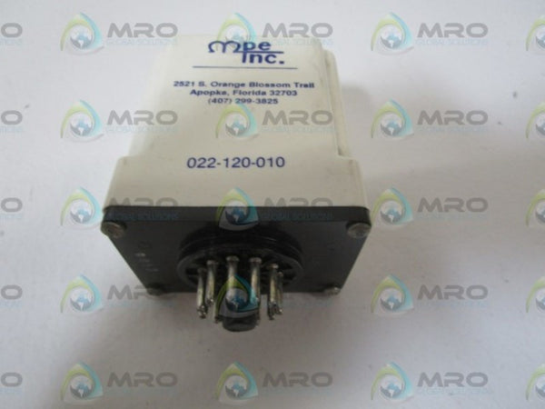 MPE INC. TIME DELAY RELAY 022-120-010 UNMP
