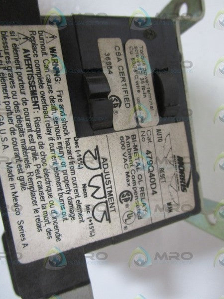 MORRIS OVERLOAD RELAY 479Q40D4 UNMP