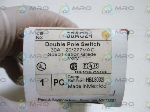 PASS & SEYMOUR DOUBLE POLE SWITCH 30AC2-I NSMP