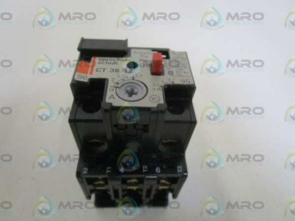 SPRECHER+SCHUH 1.8-2.7A THERMAL OVERLOAD RELAY CT3K-2.7 NSMP