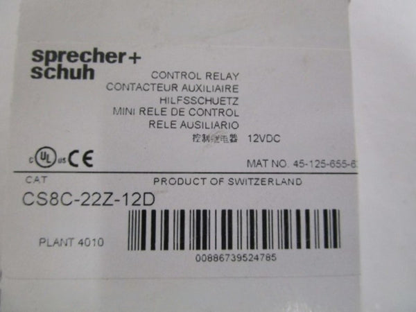 SPRECHER+SCHUH 12VDC CONTROL RELAY CS8C-22Z-12D SER. B NSMP